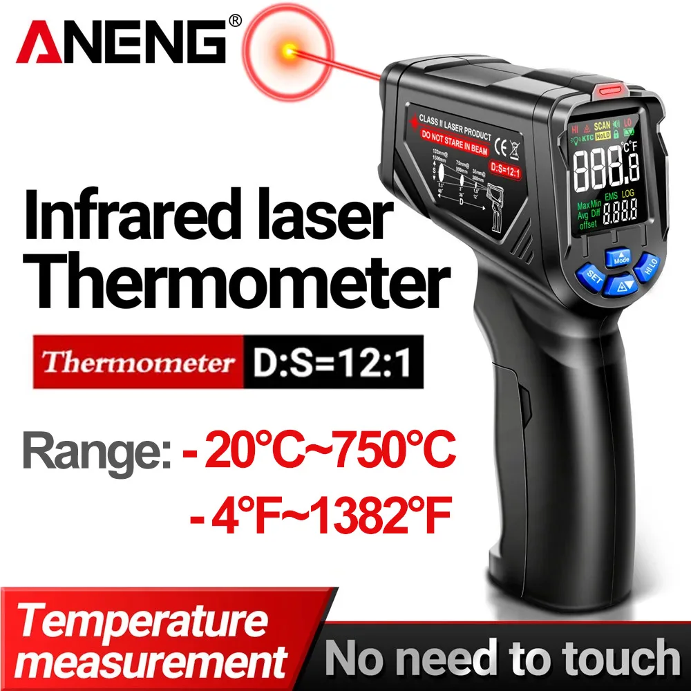 Industrial Laser Temperature Gun - ANENG TH06 Infrared Laser Thermometer -20℃~750℃