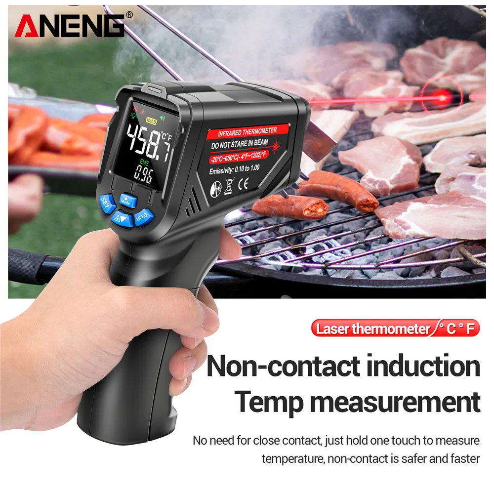 Industrial Laser Temperature Gun - Infrared Thermometer Digital Non-Contact -20~650℃ ANENG